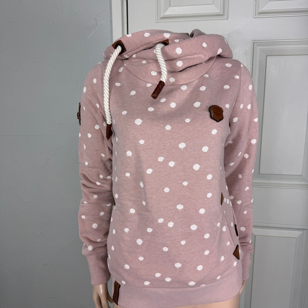 Naketano Women's Hoodie Medium Sweatshirt Pullover Polka Dot Cotton Hooded W4-22